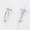 GOTHIC WINGED SKULL WITH DANGLING CROSS 316L SURGICAL STEEL CURVED BARBELL/EYEBROW